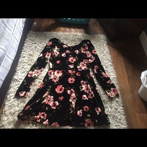 Cute velvet, floral skater dress with open back